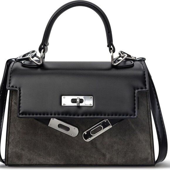 Elegant Black PU Leather Crossbody Bag for Women with Detachable Strap - Picture 1 of 7